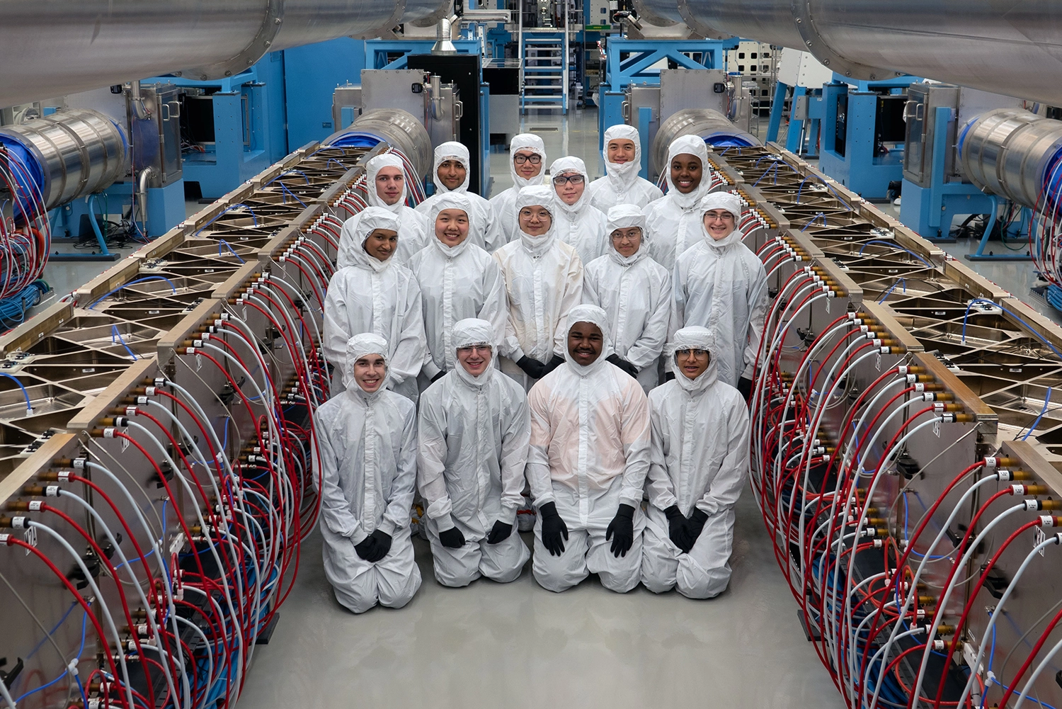 High School Program students inside of the OMEGA EP Laser System.