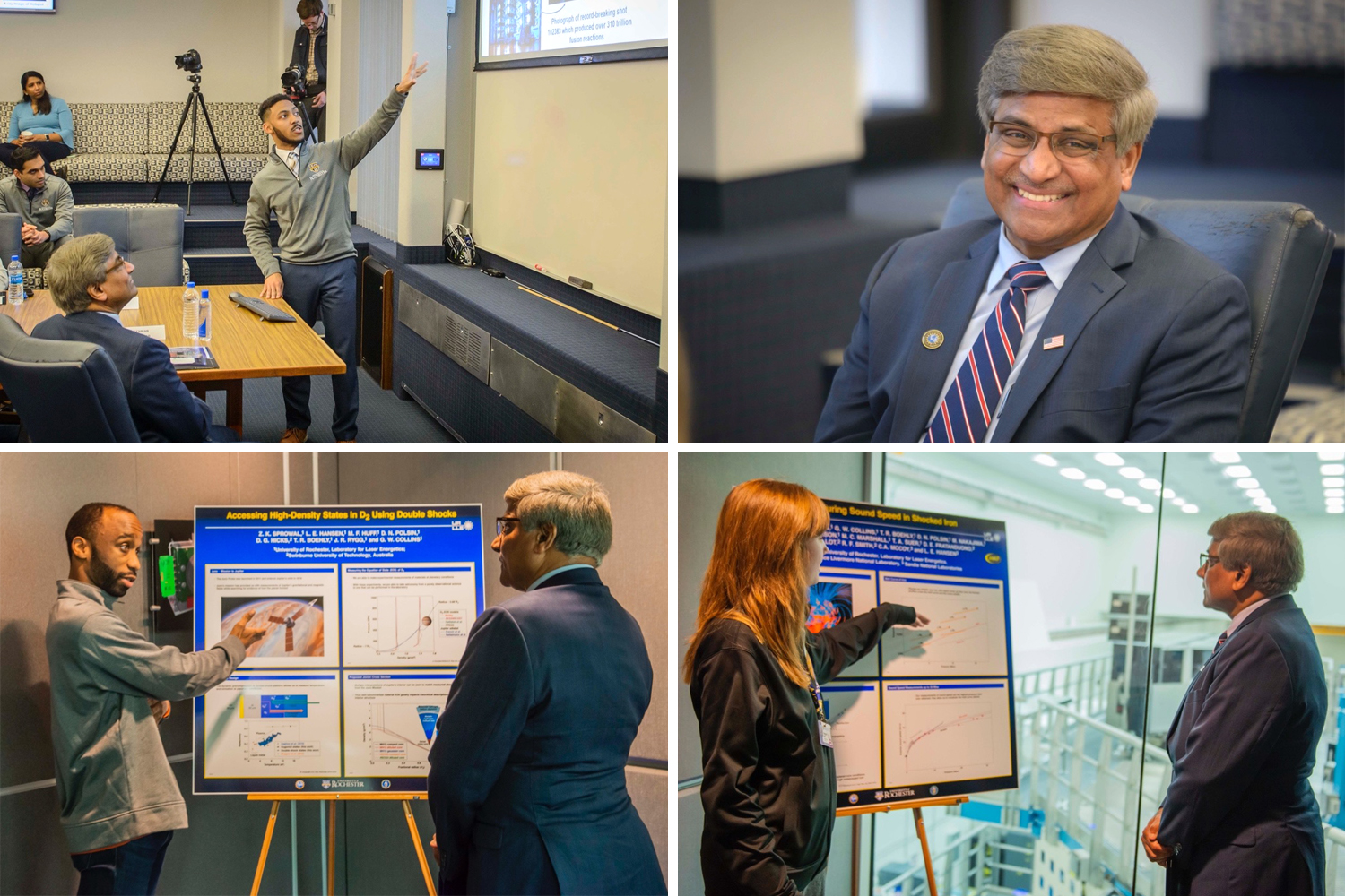 Collage of photos of Sethuraman Panchanathan visiting LLE.