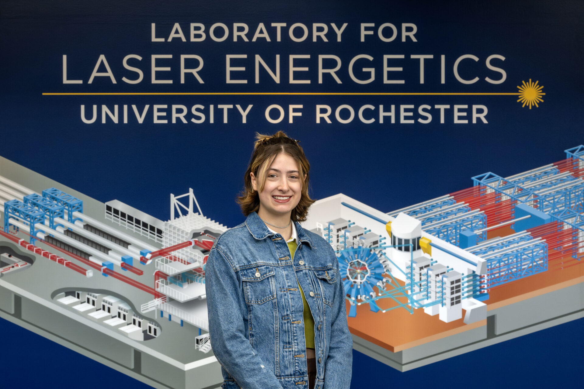 Portrait of Julia Kubes at the Laboratory for Laser Energetics.
