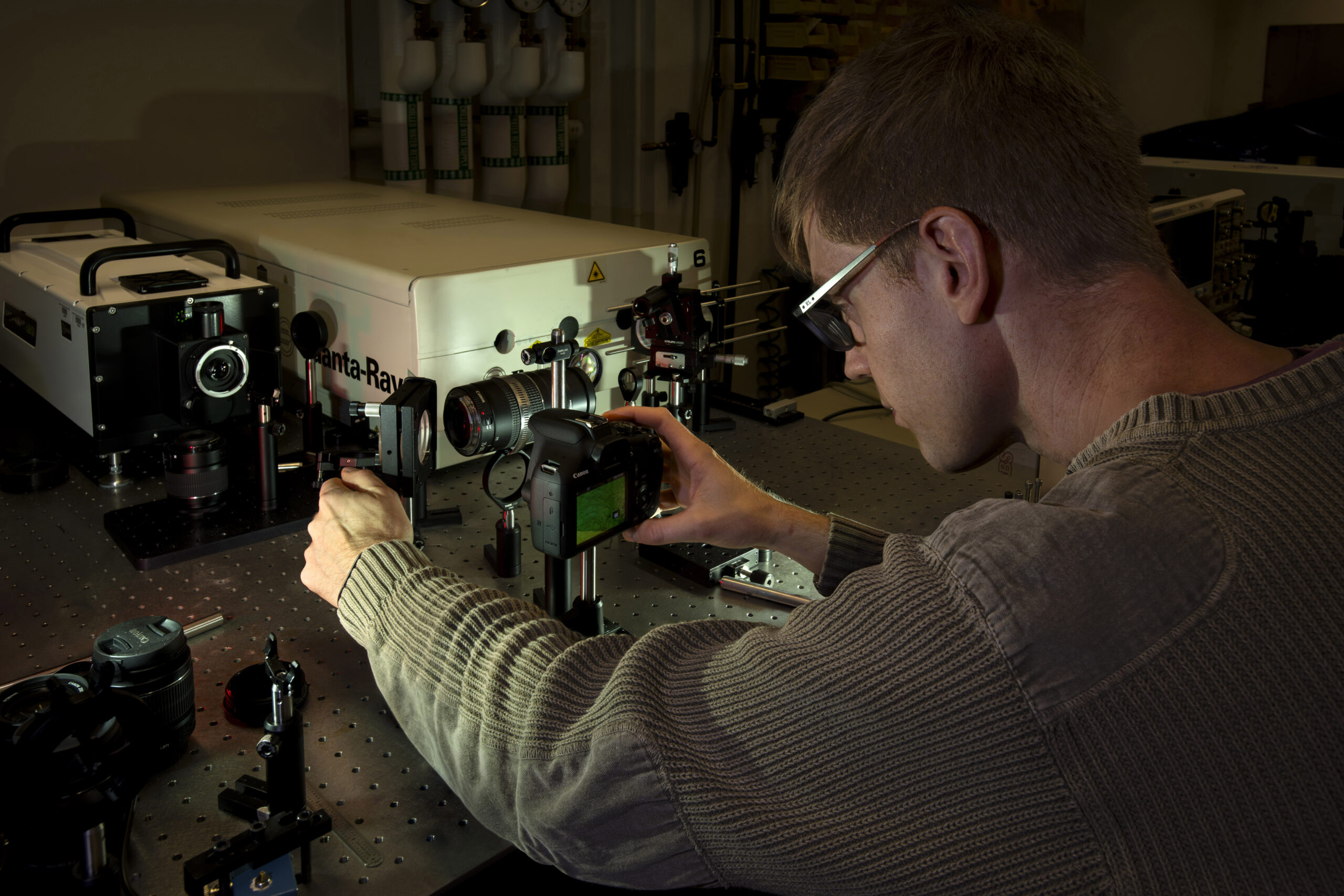 James Young working in a lab.
