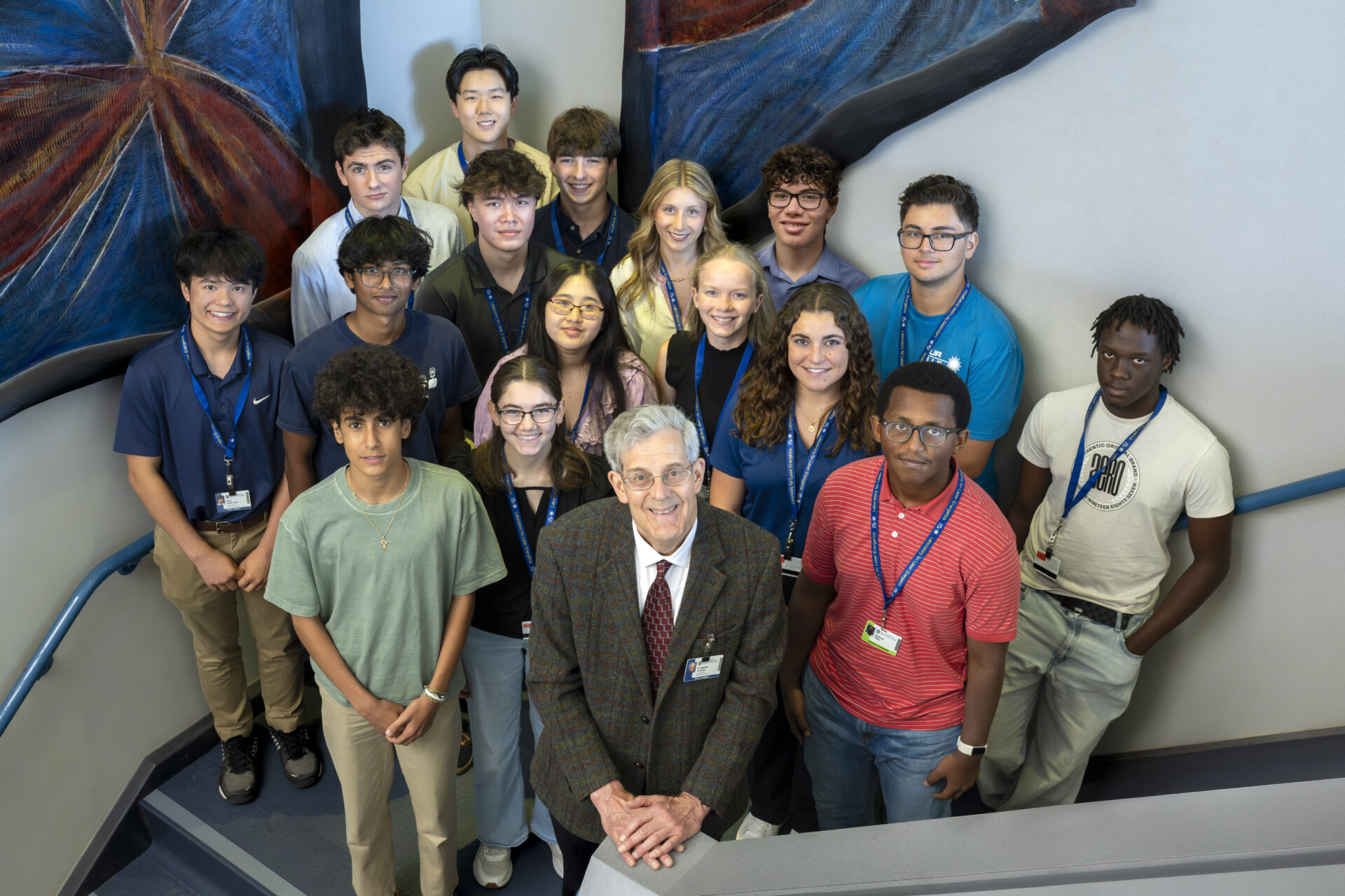 Steve Craxton, front, with participants of the 2025 Summer High School Research Program.