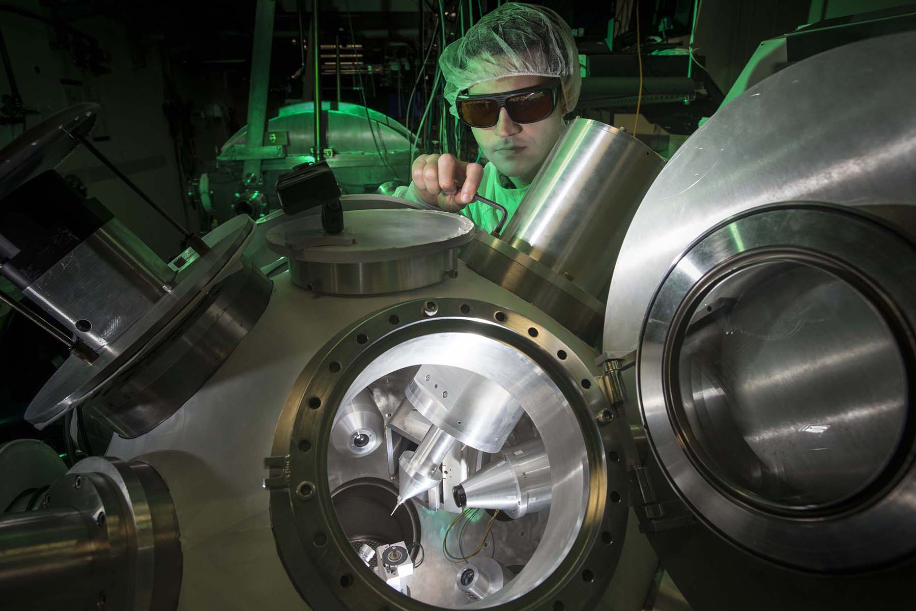 Steve Ivancic working on the MTW Target Chamber.