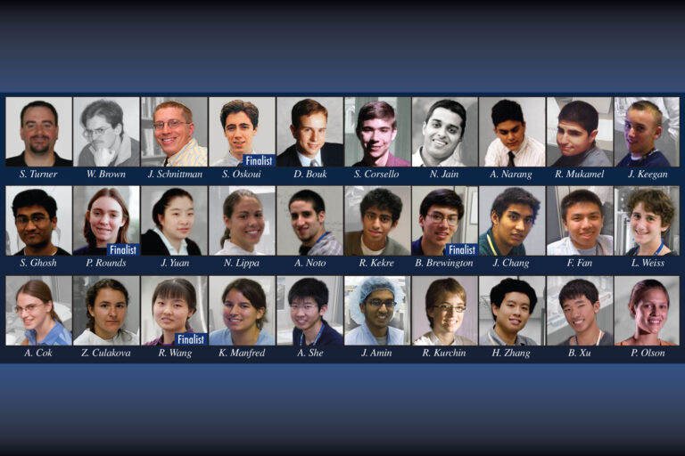 A photograph of 30 headshots of students. Four headshots (of S. Oskoui, R. Rounds, B. Brewington, and R. Wang) are labeled with the word 
