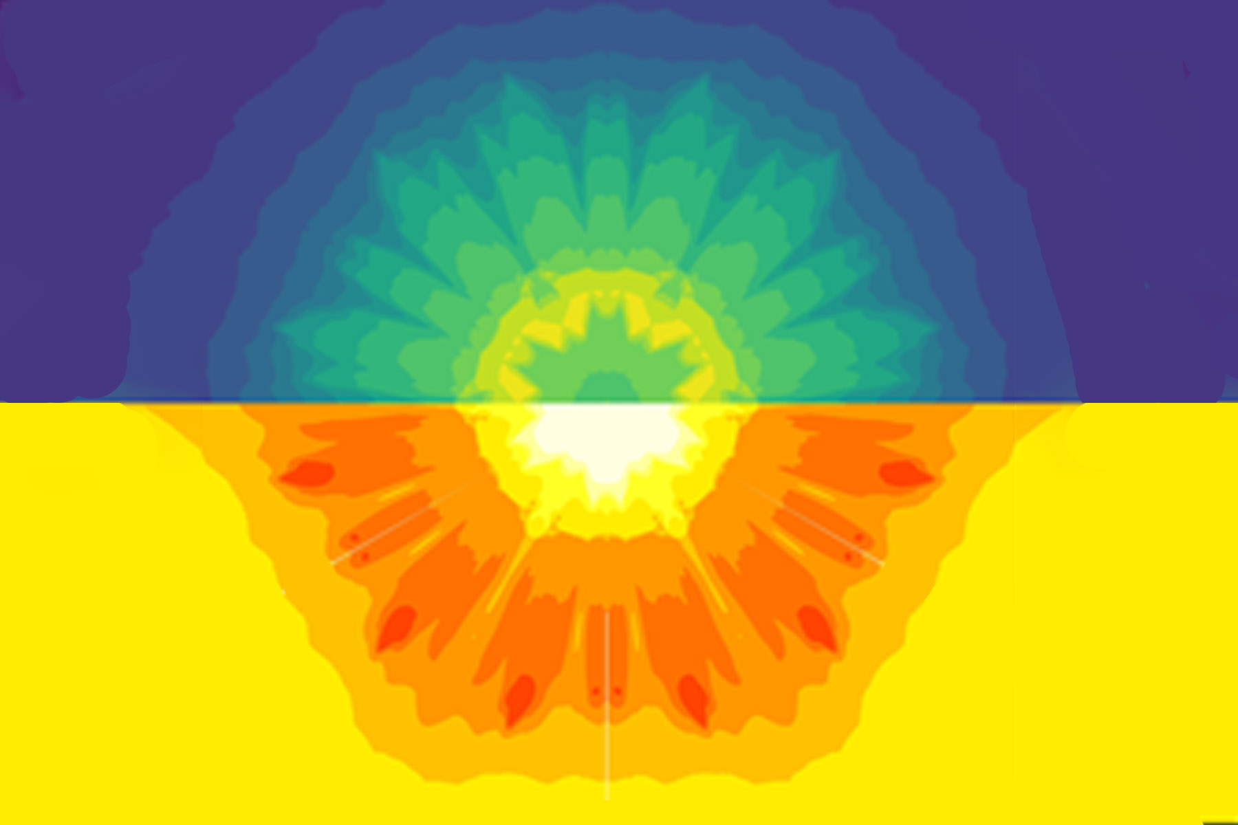 DRACO simulation of an 250-kJ target-implosion design for OMEGA-Next, a future broad-band facility. This simulation includes the effects of laser imprint for a mid-adiabat design, and achieves 60% of the symmetric neutron yield