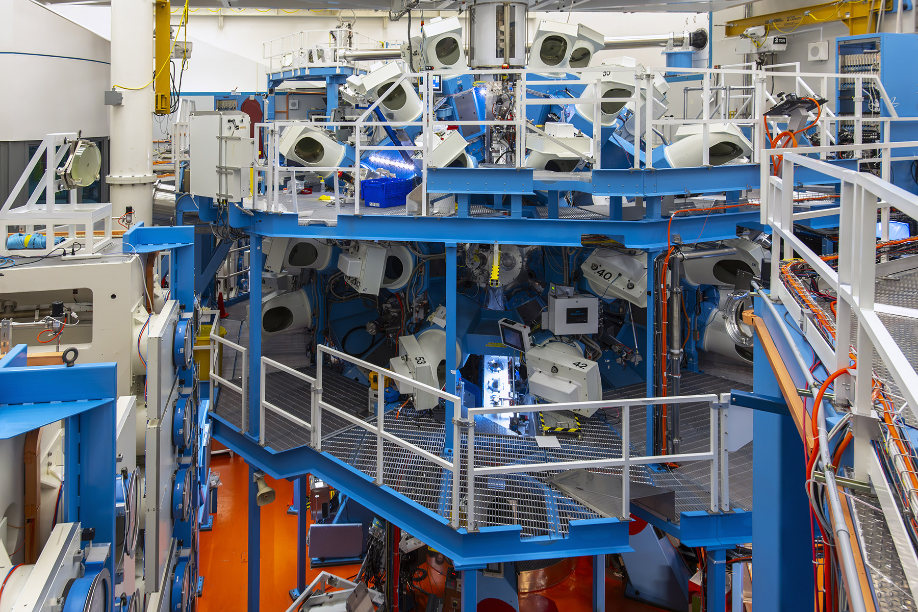 The OMEGA target chamber at the Laboratory for Laser Energetics