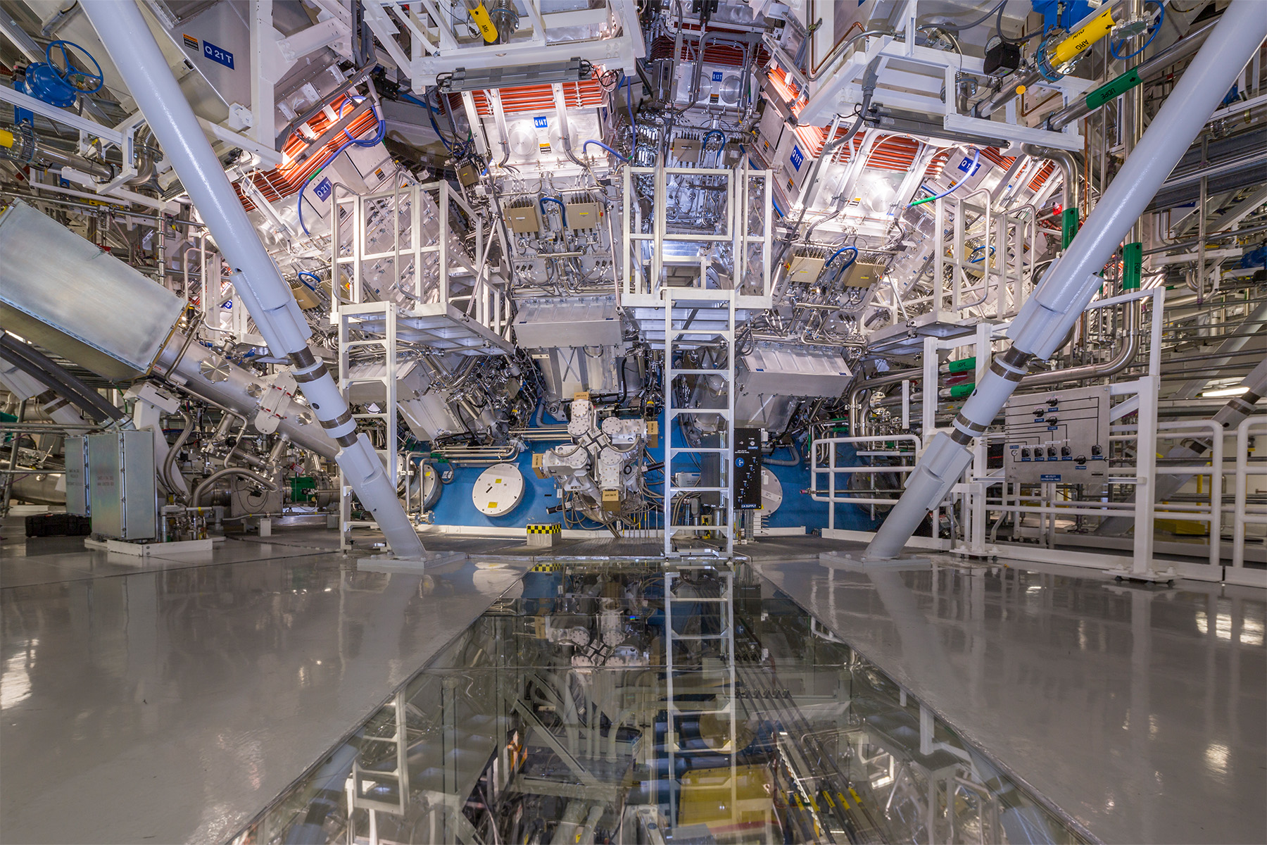 Interior of the National Ignition Facility target bay at Lawrence Livermore National Laboratory.