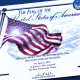 Certificate that reads: the flag of the United States of America, this is to certify that the accompanying flag was flown over the Pentagon on April 25, 2022 in honor of Mike Campbell for your service to the Nation